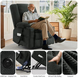 Madaha Electric Power Large Lift Recliner Chair Sofa with Massage and Heat for Elderly, Oversized Lay Flat Dual Motor Infinite Position Recliner Chair, Side Pockets, Cup Holders, USB Ports (Grey) Madaha
