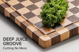 THETCHRY Large Wood Cutting Boards for Kitchen - Design in USA Checkered Cutting Board, Butcher Block Acaia Wood Cutting Board for Kitchen with Juice Grooves & Built in Handles, 17"L x 12"W x 0.8"Th thetchry