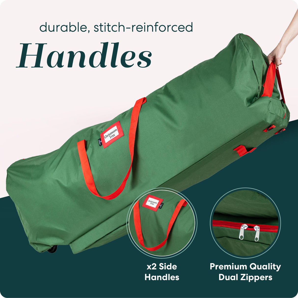 Handy Laundry Rolling Tree Storage Bag - For 9-Foot Artificial Christmas Holiday Tree. Zippered Bag, Carry Handles and Wheels for Easy Transport. Protects Against Dust, Insects, and Moisture. (GREEN) Handy Laundry