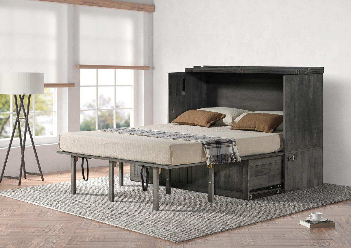 Mega Solutions Murphybedz Tuscany Murphy Cabinet Chest Bed with Charging Station 6 Inch, Queen (Galaxy Grey) Mega Solutions