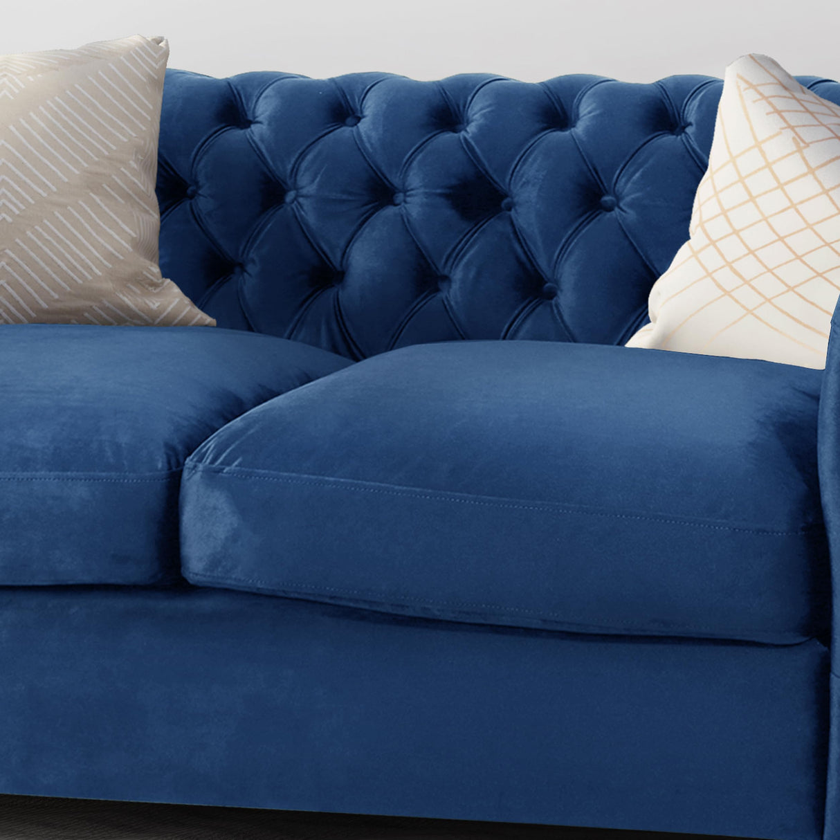 Merax 61" Retro Chesterfield Loveseat Sofa with Button Tufted and Rolled Arm, Small Comfy Cloud Couch Sofas, Love Seat for Bedroom, Office, Living Room & Apartment, Easy Assembly Furniture, Blue Merax