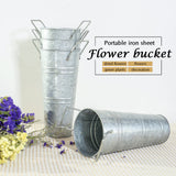 Notakia Galvanized Metal Vases Farmhouse French Flower Bucket Vases for Cut Flowers for Home Decor and Wedding Table Centerpiece Decorations (9.05in Silver 4Pcs) Notakia