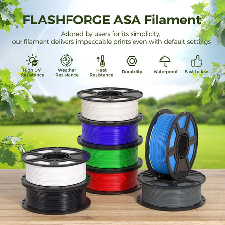 FLASHFORGE ASA Filament 1.75mm Traffic Red, 3D Printer Filament 1kg (2.2lbs) Spool, Dimensional Accuracy +/- 0.02mm, Durable, High UV-Resistant, Perfect for Printing Outdoor Functional Parts FLASHFORGE