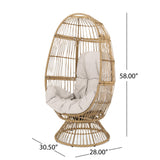 Christopher Knight Home Ellen Outdoor Wicker Swivel Egg Chair with Cushion, Light Brown, Beige Christopher Knight Home