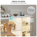 HNEBC Lockable Display Curio Cabinet with Glass Door,47.2" W Glass Display Cabinet with 3 Color Lights for Collectibles,5-Tier Lighted Display Case with Human Sensor,Living Room,White HNEBC