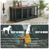 70.9'' Double Dog Crate Furniture, Furniture Style Dog Crate Table, Wood Crates for Dogs Kennel Indoor with Removable Divider, XXL Heavy Duty Decorative Dog Crate Table for 2 Dogs (Black) MAOVUIO