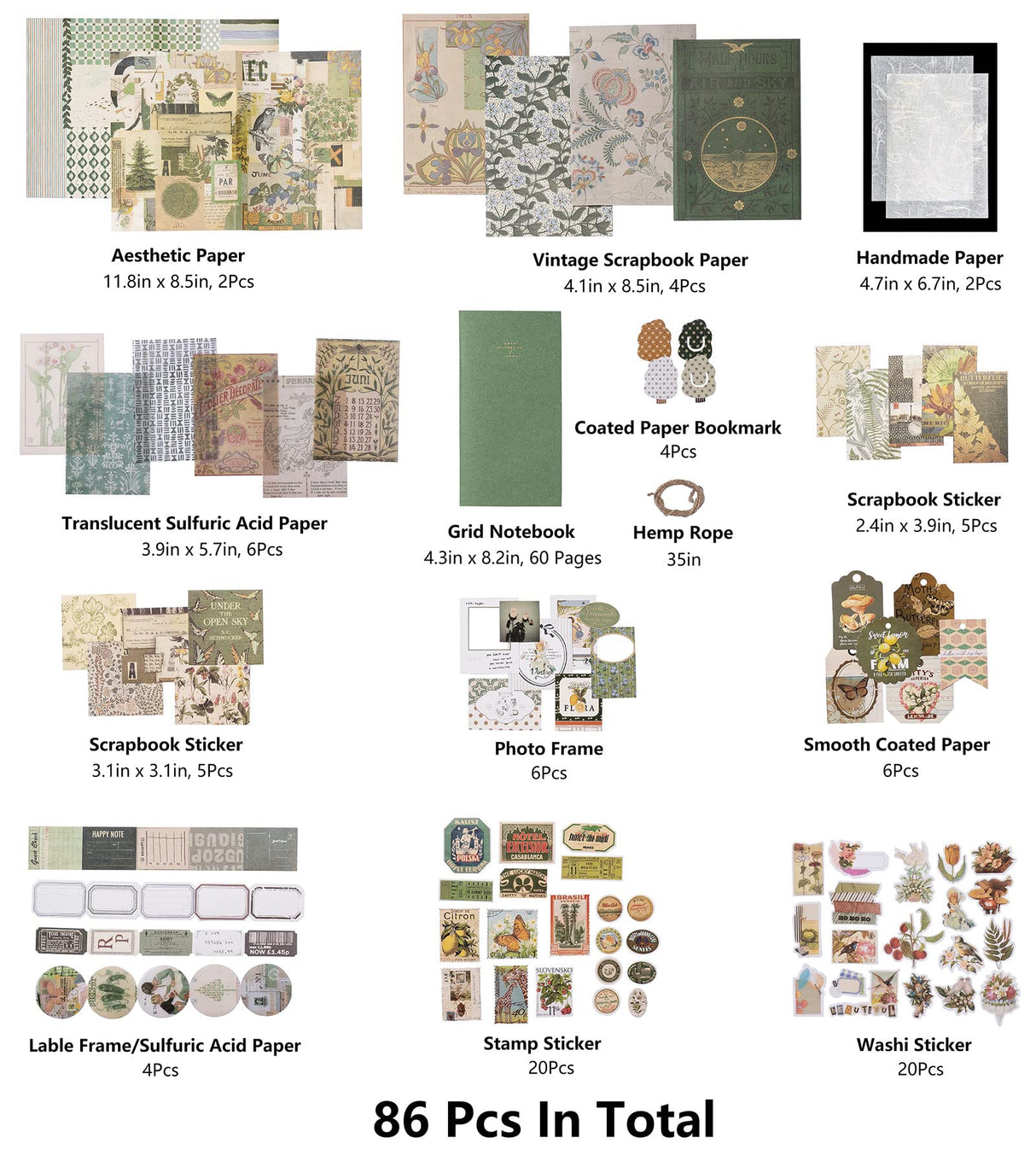 YagCu Aesthetic Scrapbook Kit, Junk Journal Scrapbooking Supplies, Vintage Journaling Set Bullet Journals Material, Large Collection for Teen Girls Women Adults Beginners, Arts Craft Ephemera YagCu