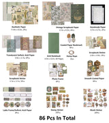 YagCu Aesthetic Scrapbook Kit, Junk Journal Scrapbooking Supplies, Vintage Journaling Set Bullet Journals Material, Large Collection for Teen Girls Women Adults Beginners, Arts Craft Ephemera YagCu