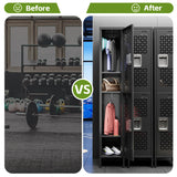 SUPEER 2 Doors Metal Locker with Adjustable Shelves and 6 Hooks,Metal Lockers for Employees for Gym,School,Office,Home,Garage,Assembly Required,Black SUPEER