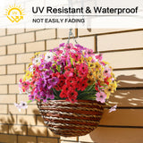 AGIRL 24 Bundles Artificial Flowers for Outdoor,No Fade Fake Plastic Flowers Faux Plants for Decoration Hanging Planters Indoor Outside Garden Porch Window Box Home Wedding Farmhouse AGIRL