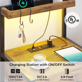 VIAGDO Led Nightstand with Charging Station, 3 Drawers Night Stands with Led Lights, Rustic Brown Bedside Tables with Storage Shelves, Modern End Side Tables for Bedroom, Office VIAGDO