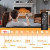 Urbansync Electric Fireplace 60 Inch Recessed and Wall Mounted Black Log and Crystal, 12-Color Flame, Timer, Low Noise, 750/1500W, Touch Screen and Remote Control, Adjustable Flame Color Speed. Urbansync