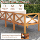Tangkula 6 Pieces Acacia Wood Patio Furniture Set, Outdoor Sectional Conversation Set with Cushions and Coffee Table, L Shaped Corner Sofa Set for Garden, Porch, Poolside and Backyard (Off White) Tangkula
