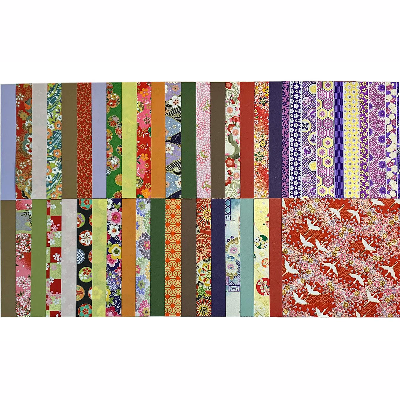 Yuzen Washi Paper 15x15cm Japanese Chiyogami Origami 80 Sheets Assortment (5.9''X5.9'') - WoodArtSupply