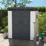 Patio Kingdom 6x4FT HDPE Resin Outdoor Storage Shed with Sloped Roof, Injection Molded Plastic Lean to Garden Tool Shed, All Weather Resistant, Lockable Double Doors & Ventilation for Backyard Patio Patio Kingdom