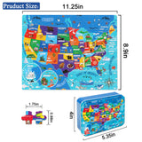 LELEMON United States Map Puzzles for Kids USA Map Jigsaw Puzzles in a Metal Box America Map Learning Educational Toys Gifts for Boys Girls LELEMON