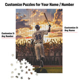 Becapeo Wooden Jigsaw Puzzles for Adults - Custom Name and Number on (New York 2) Baseball Player Art Photo - 300 500 1000PCS Puzzles Game Home Wall Decor Becapeo