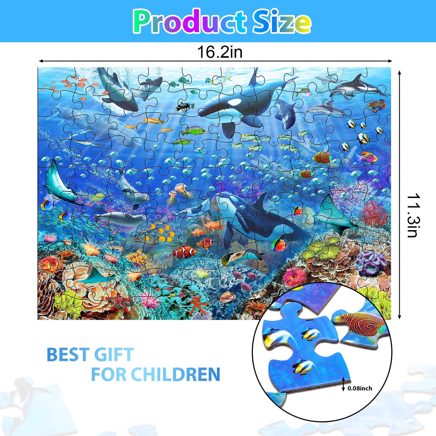 Puzzles for Kids Ages 4-8 6-8 8-10 Year Old - Underwater Scene - 100 Pieces Jigsaw Puzzle for Kids Learning Educational Puzzles for Boys Girls (with Sturdy Box)