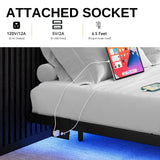 DWVO Full-Size Floating Bed Frame, Metal Platform Bed with LED Light, Charging Hub and Sturdy Steel Slats, Box Spring No Needed, Simple Setup (Black) DWVO