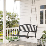 Outsunny 2 Person Front Porch Swing Patio Swing Bench, Outdoor Steel Swing Chair with Sturdy Chains, for Backyard, Deck, 528 lb Weight Capacity, Black Outsunny