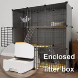 GUQASDV Black Cat Cage, Catio Indoor Cat Enclosure, Enclosed Cat Playpen, Cat Crate with Enclosed Litter Box for Ferret, Chinchilla, Rabbit, Small Animals(111x39x111cm) GUQASDV