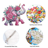 JISHSHAY Diamond Painting Pendant 5D DIY Elephant Flower Art Wind Chime Special Shaped Crystal Suncatcher Garden Outdoor Keyrings Decor JISHSHAY