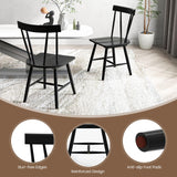 Giantex Set of 2 Windsor Chairs, Rubber Wood Dining Chairs with Spindle Back, Wide Seats, Anti-Slip Foot Pads, Max Load 330 Lbs, Armless Wood Dining Side Chairs for Dining Room, Kitchen, Black Giantex