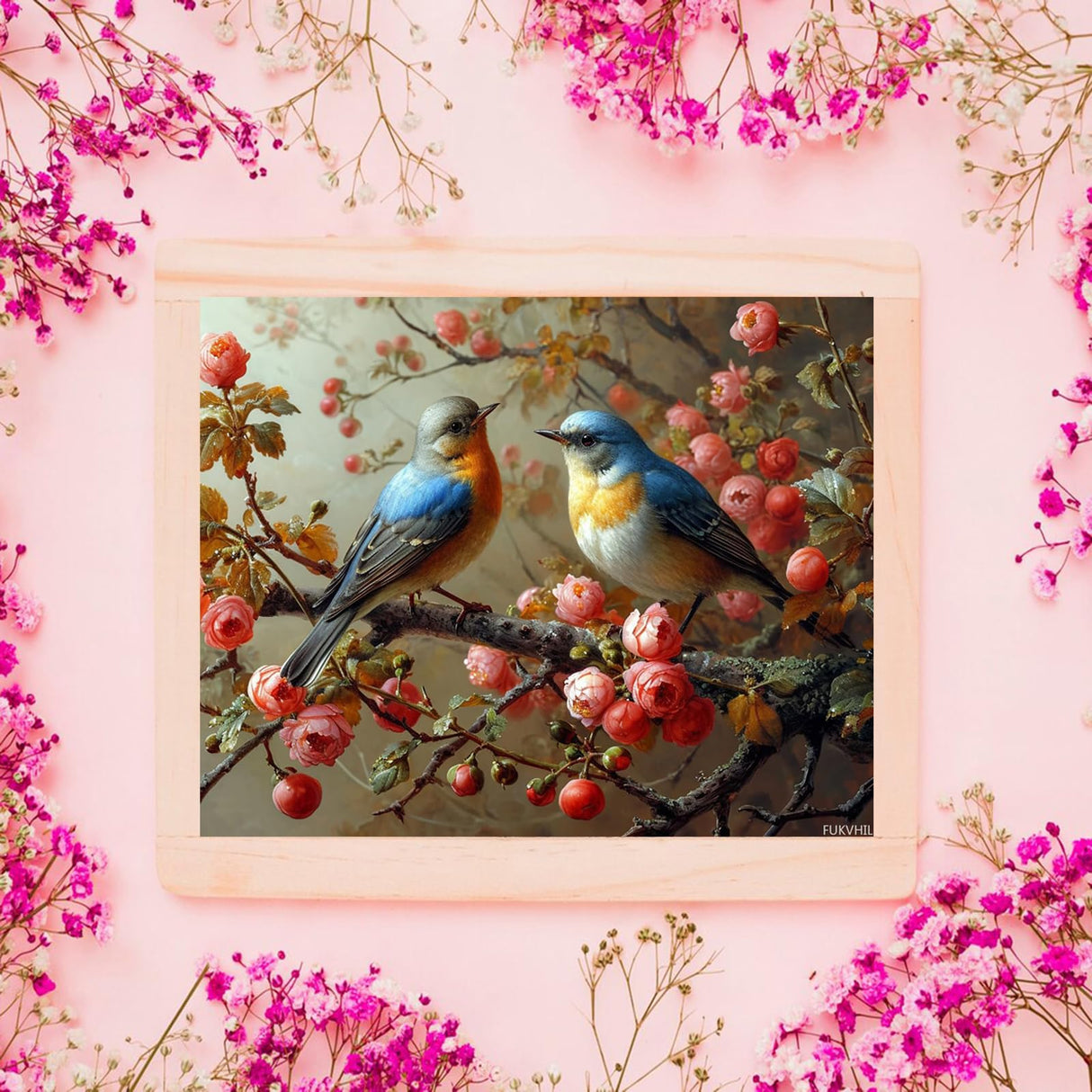 FUKVHIL DIY Paint by Numbers for Adults Beginner, Birds' Early Spring Tweeting, Paint by Numbers Kit Painting by Numbers for Adults, 16x20 INCH FUKVHIL