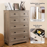 spanspace 7 Drawers Tall Dressers for Bedroom, 44" Wood Chest of Drawers with Metal Handle, Farmhouse Dresser for Living Room, Hallway spanspace