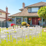 AZXZCS HDPE Dining Table Set for 10,12-Piece Outdoor Table and Chairs Include 10 Dining Chairs and 2 Pcs 62.5" Patio Dining Table with Umbrella Hole (White) AZXZCS