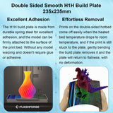 IdeaFormer-3D H1H Build Plate for Flashforge Adventurer 5M/5M Pro Print Bed, Light Beam+Phantom H1H Spring Steel Sheet Flexible H1H Print Bed for Flashforge Adventurer 3D Printers Platform 235x235mm IdeaFormer-3D