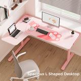 EUREKA ERGONOMIC Pink L Shaped Gaming Desk, 60 Inch Large Home Office Corner PC Computer Table Study Writing Modern Workstation Girls Female Gifts L60 w Mouse Pad Cable Management, Space Saving, Left EUREKA ERGONOMIC