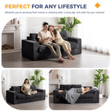 MAXYOYO 3 Seater Couch for Living Room, Boneless Couch with Tufted Cushion & Backrest, Upholstered Floor Sofa, Sofa in A Box, Black MAXYOYO