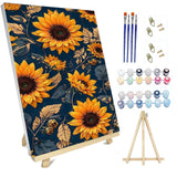hyzsj Paint by Numbers Kit for Adults with Frame,Sunflowers Paint by Numbers for Adults, Paint by Number with Easel, DIY Paint by Number Kits for Home Wall Decor（11.8x15.7inch hyzsj