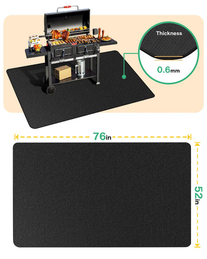 TAOMAND Large 76 x 52 inches Under Grill Mats for Outdoor Grill | Double-Sided Fireproof | Waterproof | Oil-Proof | Easy to Clean | Indoor Fireplace/Fire Pit Mat | Quality BBQ Mat for Deck Patio Lawn