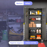 Aobabo 72" H Metal Storage Cabinet with Wheels for Garage, Locking Metal Storage Cabinet with 4 Shelves and 2 Pegboards, Rolling Tool Storage Cabinet on Wheels, Black, Assembly Required Aobabo