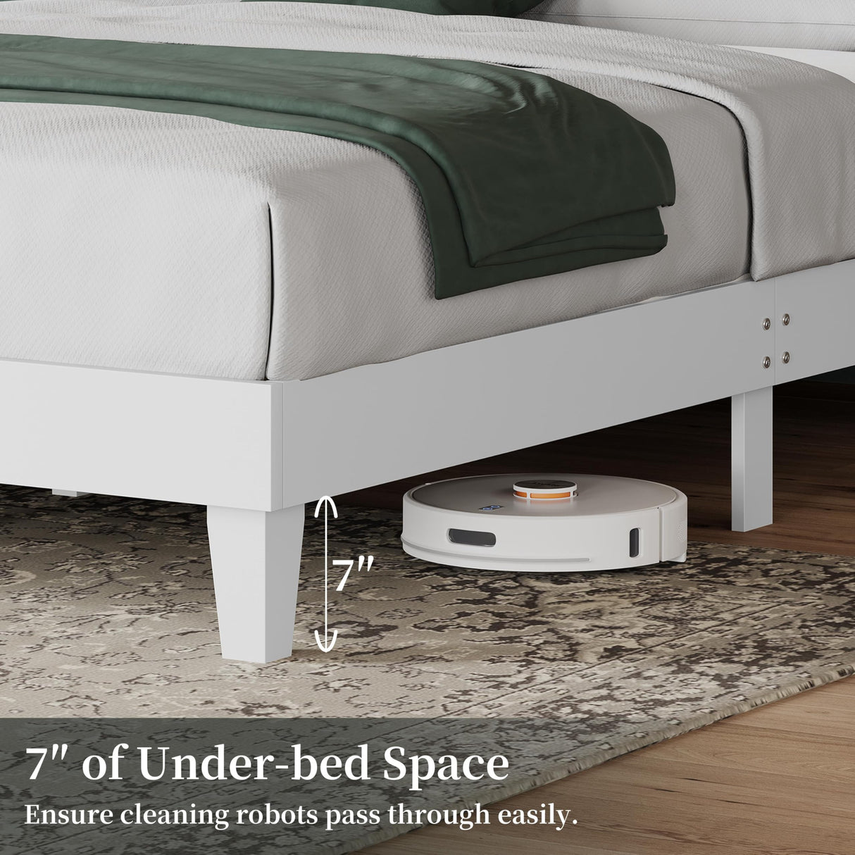 Yaheetech Wood Bed Full, Farmhouse White Rubberwood Platform Bed Frame with V-Designed Headboard, Sturdy Wooden Support Slats, Holds up to 800 Pounds, Noise-Free, Easy Assembly Yaheetech