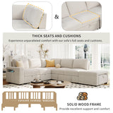 Merax L-Shaped Sectional Sofa with Removable Storage Ottoman, USB Ports and Cup Holder, Upholstered Modular Couch & Armrest, Free Combination Indoor Furniture for Living Room, Apartments, Beige Merax