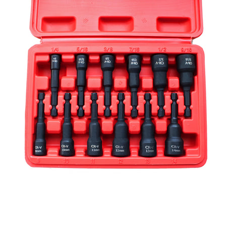 PANOVOS 12Pcs Magnetic Nut Driver Set,Impact Power Hex Nut Driver Drill Bit Master Kit, SAE & Metric, 1/4-Inch Quick-Change| Cr-V Steel PANOVOS