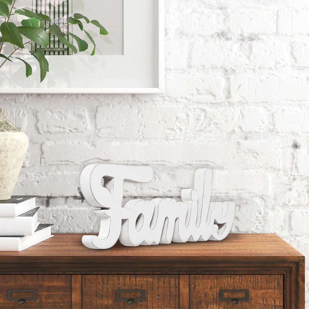 Sintosin Rustic Wooden Family Signs for Home Decor Wall 15", Farmhouse Distressed White Christmas Tabletop Decor Signs, Fireplace Mantle decor, Thanksgiving Family Wall Decor for Living Room Sintosin