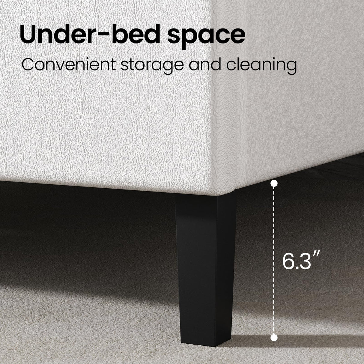 REVOMINCA Full Bed Frame with Headboard, Faux Leather Upholstered Platform Bed Frame, White Bed Frame Full Size, Wooden Slat Support, No Box Spring Needed, White REVOMINCA