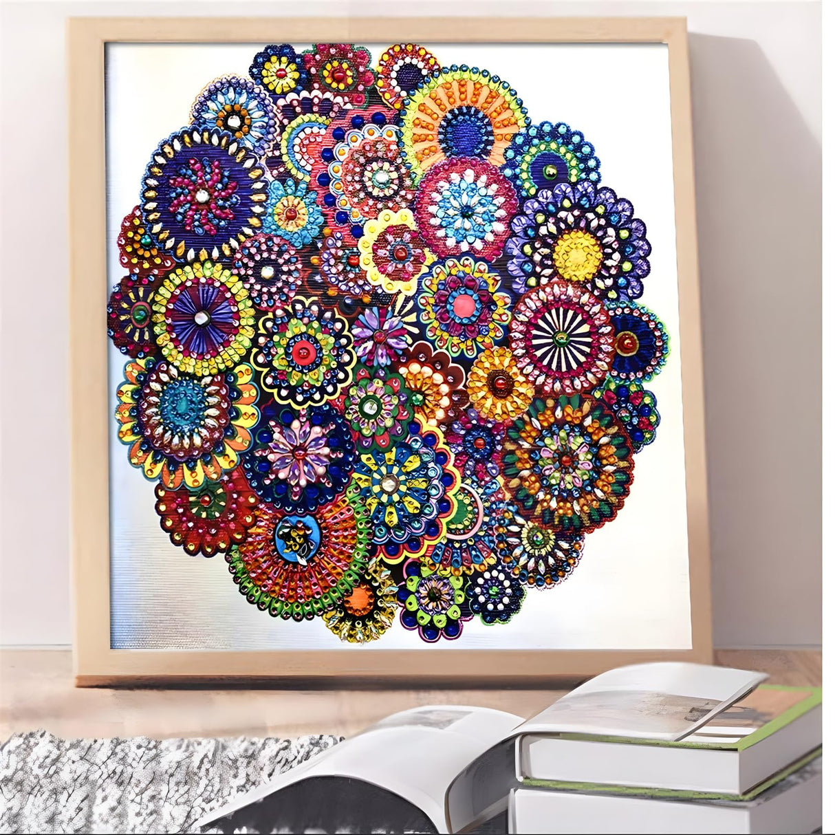 Hibah Diamond Painting DIY 5D Special Shape Rhinestone, Mandala Flower, Partial Diamond Crystal Diamond Painting Mandala Set Hibah