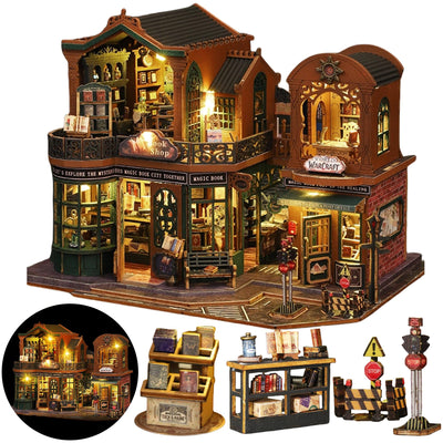 DIY Miniature House Kit, Mayberry Street Miniatures, Magic House Miniature kit, Model Building Craft Diorama Kit, Ideal Gifts for Birthday Easter Christmas(Magic Book Shop)