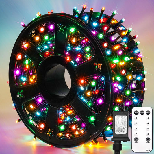 suddus 500 LED Multicolor Christmas Lights, 8 Modes Blinking Christmas Tree Lights with Remote, Colored Christmas String Lights for Outdoor Indoor Party Decoration