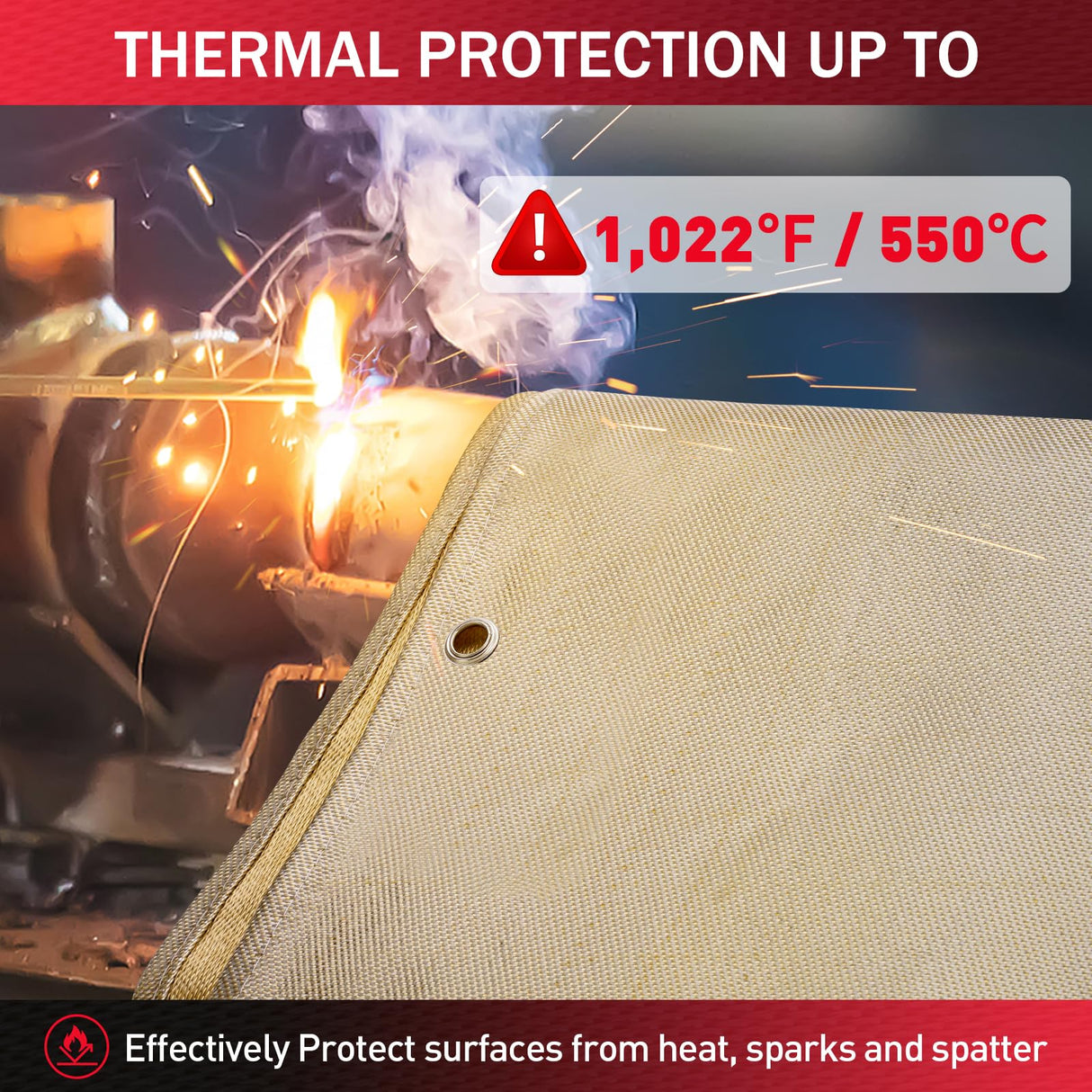 2 Pack Welding Blanket 4x6 ft - Heavy Duty Fiberglass Heat Resistant Fabric, 1022 °F Fire Resistant Blankets, High Temp Insulation Blanket for Industrial, Smoker, Camping, Grill kanhiro