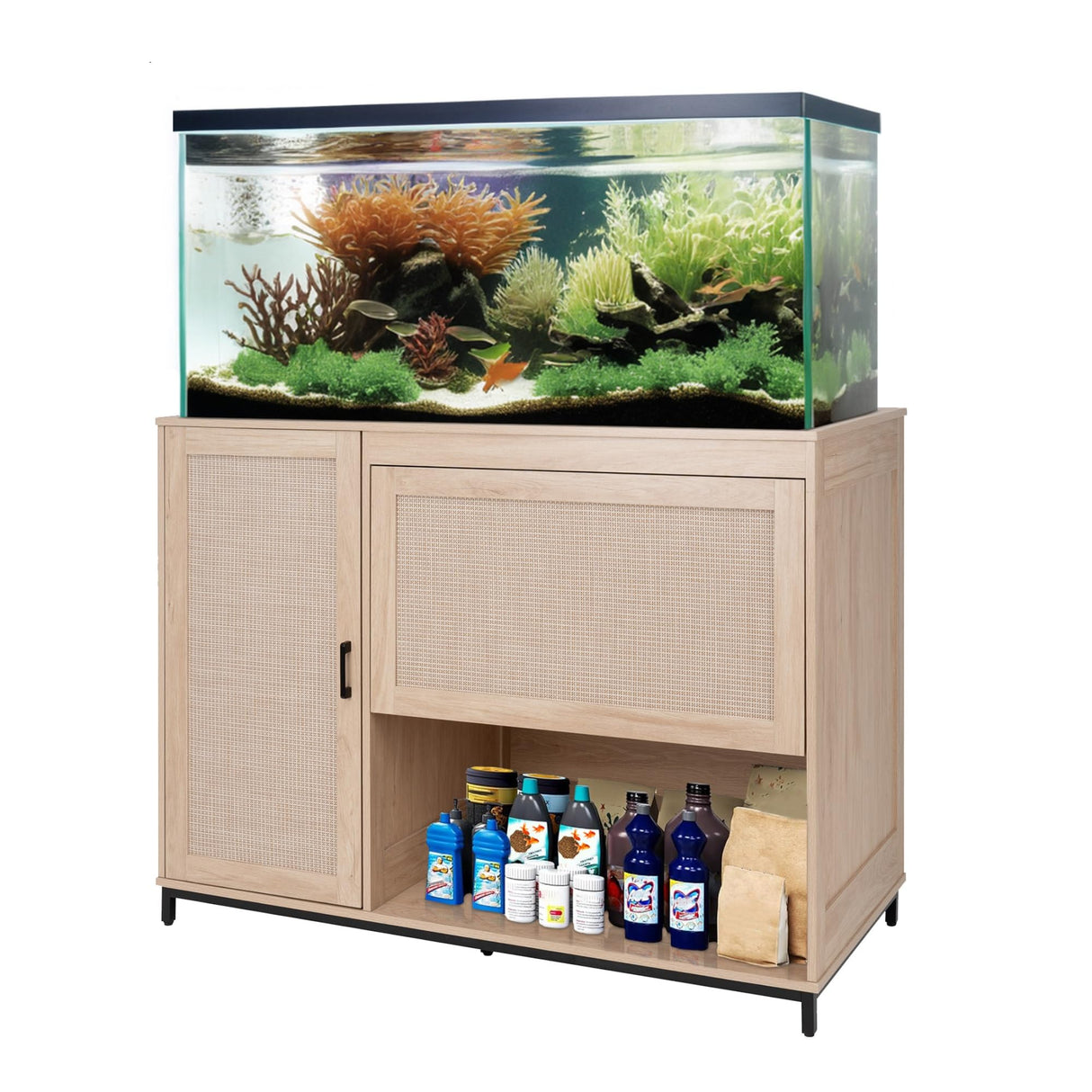 unipaws Heavy Duty Fish Tank Stand, 55-75 Gallon Aquarium Stand with Storage Cabinet, Metal Frame for Aquariums and Reptile Terrariums unipaws