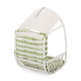 Christopher Knight Home Becky Wicker Hanging Chair with Cushion (Stand Not Included), White, Green Christopher Knight Home