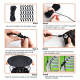 Trampoline Cover Round 12 Holes 90% Sunblock Shade Cloth 12FT Black Trampoline Top Shade Cover Sun Shade Mesh Tarp with 49FT Elastic Cord & 24 Plastic Hooks for Outdoor Backyard Playground(Tent Only) Voccos