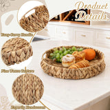 Cattail Woven Placemats Set of 6 and Storage Basket, 12 Inch Farmhouse Plate Chargers Set with Rattan Wicker Holder, Braided Straw Table Mats for Dining Table, Fall, Party, Thanksgiving, Christmas BSSN