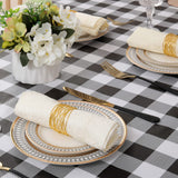 misaya Rectangle Waterproof Vinyl Table Cloth, Buffalo Flannel Backed Tablecloth, Wipeable Plastic Table Cover for Dinner, Kitchen, Outdoor (60" x 84", Black and White) misaya